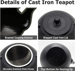 Load image into Gallery viewer, 40.6oz Cast Iron Teapot, Japanese Tetsubin Tea Kettle for Stovetop Safe, Black Cast Iron Tea Kettle with Infuser for Loose Leaf, Tea Pot with Enameled Interior, Gift for Tea Lovers
