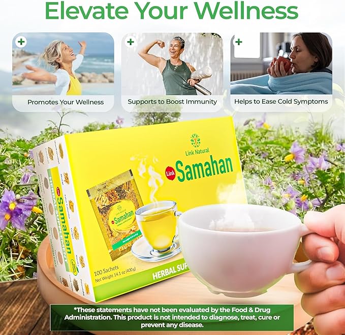 SAMAHAN Ayurvedic Herbal Tea Packets - Sri Lankan Ceylon Blend with 14 Natural Herbs Including Ginger, Black Pepper & More, Herbal Tea Bags for Wellness, Relaxation & Daily Comfort - 100 Count