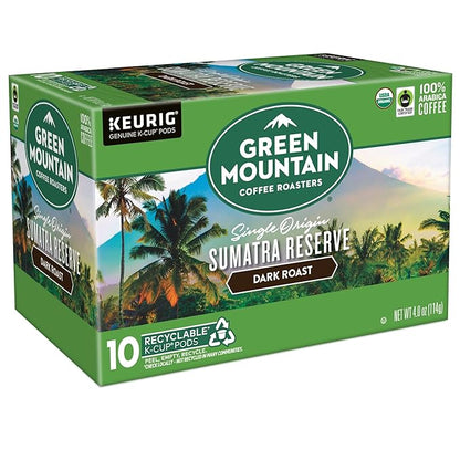 Green Mountain Coffee Roasters Sumatra Reserve, Keurig Single Serve K-Cup Pods, Dark Roast Coffee, 60 Count, (6 Packs of 10)