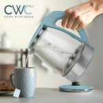 Load image into Gallery viewer, COOK WITH COLOR Electric Tea Kettle, 1.8L Cordless Hot Water Boiler, 1200W Rapid Boil, Auto Shutoff &amp; Boil Dry Protection, BPA-Free, Sleek Countertop Design, Slate Blue