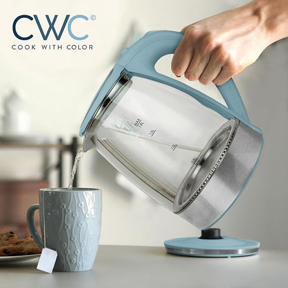 COOK WITH COLOR Electric Tea Kettle, 1.8L Cordless Hot Water Boiler, 1200W Rapid Boil, Auto Shutoff & Boil Dry Protection, BPA-Free, Sleek Countertop Design, Slate Blue