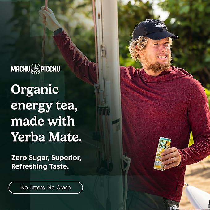 MACHU PICCHU Non-Carbonated Yerba Mate Energy Drink – Zero Sugar, 120mg Organic Caffeine, Smooth Focus Without Jitters or Crash, Low Calorie, USDA Organic, 12oz Cans (12-Pack Variety Pack