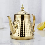 Load image into Gallery viewer, SANQIAHOME 1.2L(40oz) Stainless Steel Hammer Patterned Teapot With Removeable Infuser,Loose leaf cover,Gold