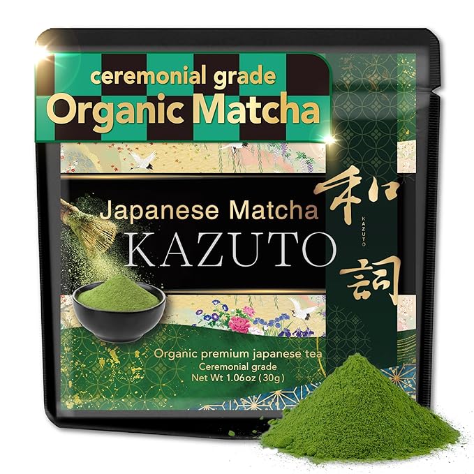 Kazuto Matcha Organic Ceremonial Green Tea Powder - Teahouse Edition - Premium First Harvest Ceremonial Grade- – Authentic Japanese First Harvest Ceremonial Grade Matcha Green Tea Powder from Shizuoka