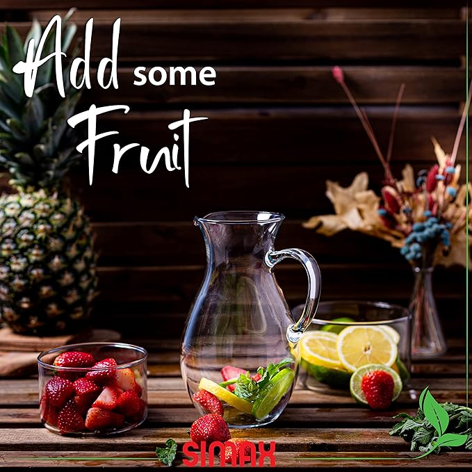 Simax Glass Pitcher With Spout, SMALL 1 Quart Borosilicate Glass Pitchers With Handle,Glass, Cocktail Pitcher, Margarita, Sangria, Beverage Pitchers