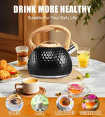 Load image into Gallery viewer, Tea Kettle 3.2Qt Stainless Steel Stovetop Whistling Pot with Heat-Resistant Handle, Fast Boiling Water for Home Kitchen, Induction Compatible &amp; Rust-Proof - Black