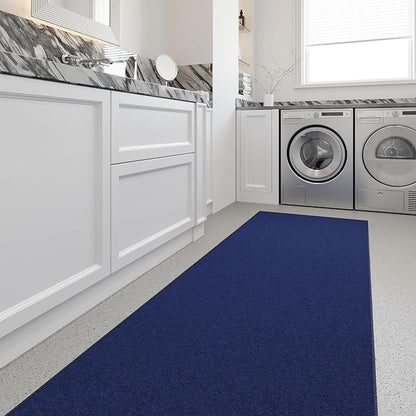 Ottomanson Hallway Runner Rug 2'7" x 9'10" Non Slip Solid Area Rugs Easy to Clean Laundry Rug Runner Durable & Pet Friendly Floor Carpet Runners for Hallways Entryway Living Room Kitchen, Navy