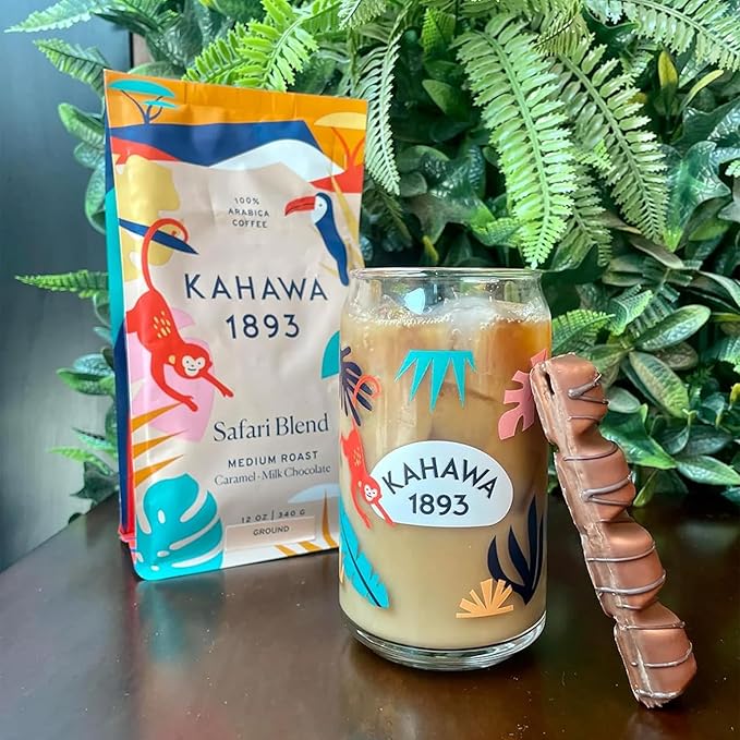 Kahawa 1893 Ground Coffee Medium Roast Safari Blend 12 Oz - As Seen on Shark Tank, High Antioxidants, Naturally Sweet, Organically Grown, Ethically & Sustainably Sourced
