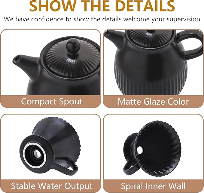 Pour Over Coffee Maker Set Ceramic Coffee Dripper Set with 80 Count Paper Coffee Filters, 21 Ounces