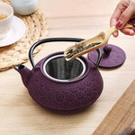 Load image into Gallery viewer, 30 oz Cast Iron Teapot Enamel Lining W/Metal Infuser Tea Kettle, Purple