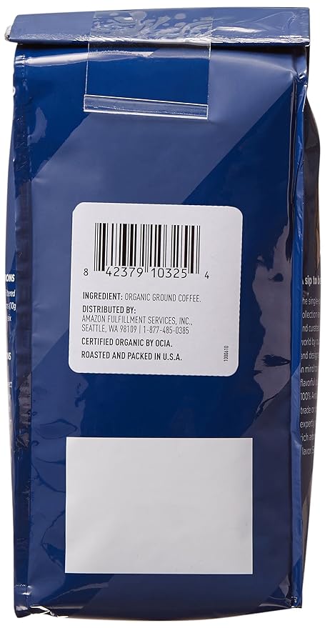 Amazon Fresh Organic Fair Trade Peru Ground Coffee, Medium Roast, 12 Ounce (Pack of 3)