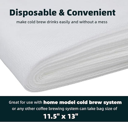 CELLENOMC Cold Brew Coffee Filter Bags - 100 Pack Cold Brew System Home Model Filter Bags 11.5'' x 13'' Compatible for Toddy Cold Brew Coffee Maker Natural Sturdy Disposable Home Cold Brew Filter Bags
