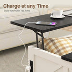 Load image into Gallery viewer, Coffee Table with Storage, 31.5" W Farmhouse Lift Top Wood Square Center Table with Charging Station, Rustic Cocktail Tables with Flip Top Lids for Living Room, Home Office, Modern Black