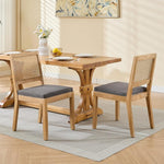 Load image into Gallery viewer, Vintage French Country Dining Chairs Set of 6, Rattan Dining Chairs with a Low Square Back, Grey Upholstered Dining Chair, Sillas para Comedor, Kitchen &amp; Dining Room Chair (Gray, Rattan, 6Pcs)