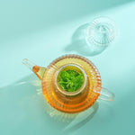 Load image into Gallery viewer, JoyJolt Fluted Glass Teapot Set 34oz, Stovetop Safe Tea Kettle, Borosilicate Clear Kettle with Removable Glass Infuser, Blooming and Loose Leaf Tea Maker and Brewer