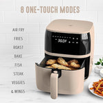 Load image into Gallery viewer, GreenLife Compact Electric Air Fryer Oven, 5.3 QT, PFAS-Free Ceramic Nonstick Drawer, 8 One Touch Digital Display, Easy View Window, Auto Shut-Off Timer, Dishwasher Safe Parts, 1500 Watts, Taupe