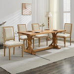 Load image into Gallery viewer, Vintage French Country Dining Chairs Set of 4, Linen Fabric Dining Chairs with a Square Back, Beige 4 Dining Chair Set, Sillas para Comedor, Kitchen &amp; Dining Room Chair (Beige, Linen, 4Pcs)