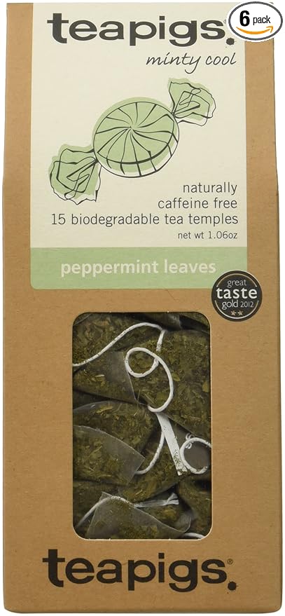 teapigs Peppermint Leaves Tea, 15 Count (Pack of 6)