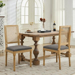 Load image into Gallery viewer, Vintage French Country Dining Chairs Set of 2, Rattan Dining Chairs with a Square Back, Grey Upholstered Dining Chair, Sillas para Comedor, Kitchen &amp; Dining Room Chair (Gray, Rattan, 2Pcs)