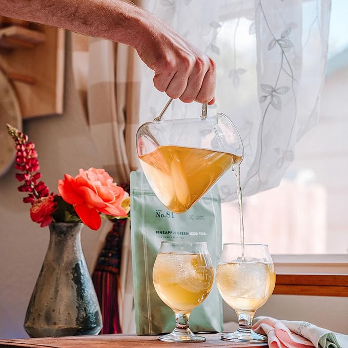 Steven Smith Teamaker Pineapple Green Iced Tea No. 81, Refreshing, Caffeinated, Sustainably Grown, Full Leaf Green Iced Tea, 10 Count, 1 Quart Sachets