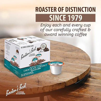 Boston’s Best - Chocolate Coconut Flavored Dessert Gourmet Coffee Compatible with Keurig Coffee Maker, 1 Count (42 Single Serve Medium Roast Cups)