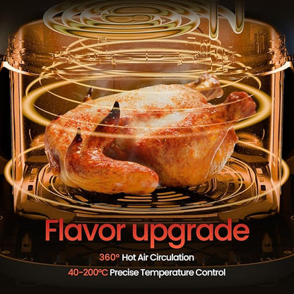 Air Fryer 12-in-1 with 5.5 QT Large Capacity, Compact Air Fryer, 100-400℉ Precise Heat, 360°Hot Air Circulation, 95% Less Oil, Bake, Dry, Reheat, Frozen, Broil, Proof, Black