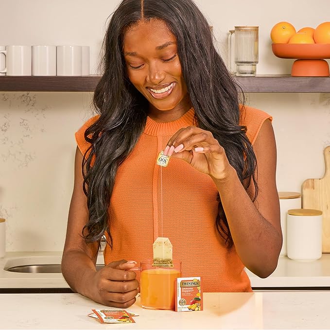 Twinings Superblends Immune Support+ Herbal Tea with Vitamin C, Ginger & Mango Flavoured Green Tea, 16 Tea Bags (Pack of 1), Enjoy Hot or Iced