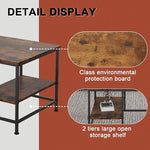 Load image into Gallery viewer, SENIG Brown Rectangle Wood and Metal Coffee Table with Storage Shelf for Small Living Rooms with Shelf