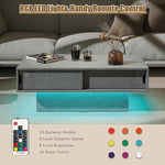 Load image into Gallery viewer, LED Coffee Table with Storage, Rectangular Center Table for Living Room, Modern High Glossy Farmhouse Grey Coffee Table with 16 Colors LED Lights, Wooden Living Room Table