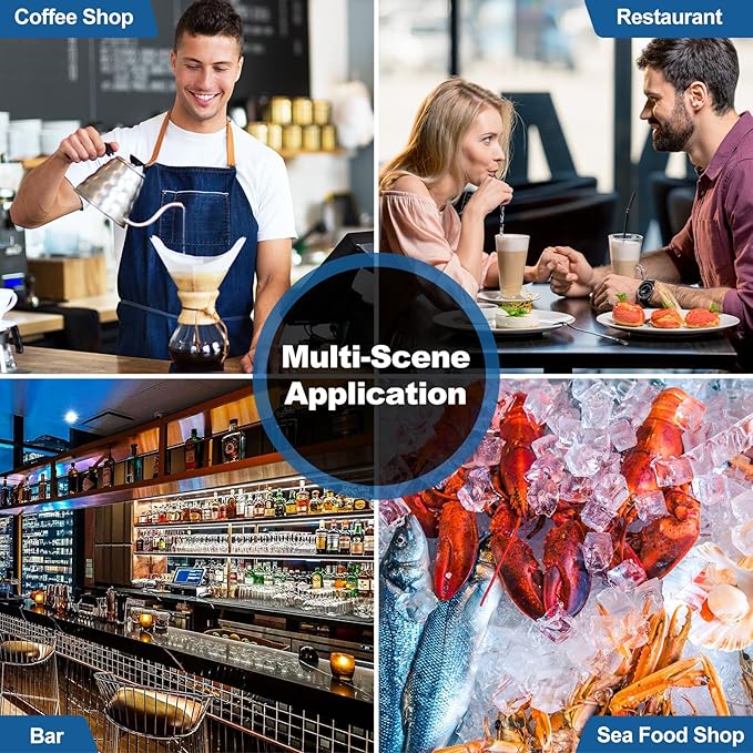 Commercial Ice Maker Machine 100Lbs/24H with 2 Water Inlet Modes, 36Pcs Ice Cubes in 8-15 Mins, Stainless Steel Under Counter/Freestanding Ice Machine with 24Lbs Storage Bin for Home/Shop/Office/Bar