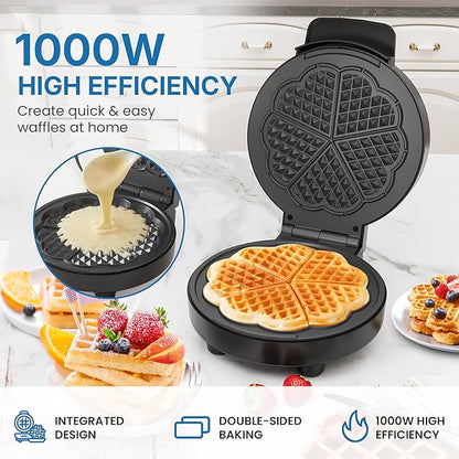 Heart Belgian Waffle Maker: Electric Waffle Machine with Adjustable Browning Control, Waffle Iron with Nonstick Plates Easy Cleanup, Breakfast Maker for Kids and Families, Stainless Steel