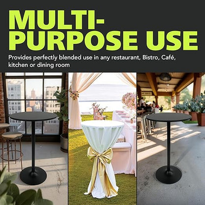 Pearington Santina, Single Round Cocktail Bar, Pub, and Bistro High Top Table with Black Top and Base