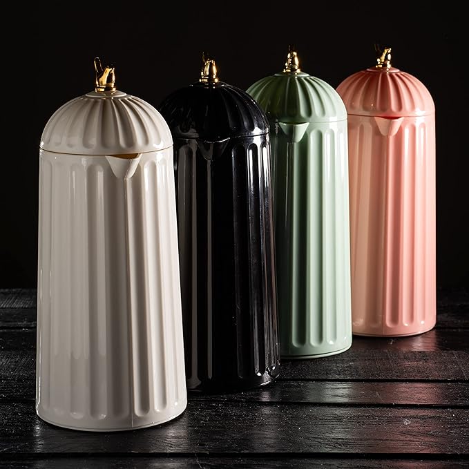 WOLFF - Bird Thermal Coffee Carafe - Hot or Cold Drinks, Plastic Exterior and Glass Insulation Lining Flask Coffee Dispenser, Thermal Bottle for Beverages, Tea and Water Pitcher- Black, 34floz/1L