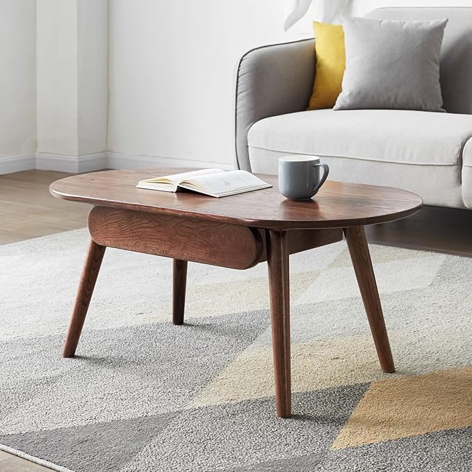 Solid Wood Coffee Table with Drawers - 100% North American FAS Grade Oak, Traditional Mortise and Tenon Craftsmanship, Low Table for Living Room & Home Office Eco-Friendly Finish