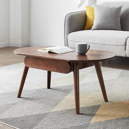 Solid Wood Coffee Table with Drawers - 100% North American FAS Grade Oak, Traditional Mortise and Tenon Craftsmanship, Low Table for Living Room & Home Office Eco-Friendly Finish