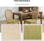 Load image into Gallery viewer, Vintage French Country Dining Chairs Set of 6, Rattan Dining Chairs with Solid Wood Legs, Upholstered Dining Chair, Sillas para Comedor, Kitchen &amp; Dining Room Chair (Olive Green, Rattan, 6Pcs)