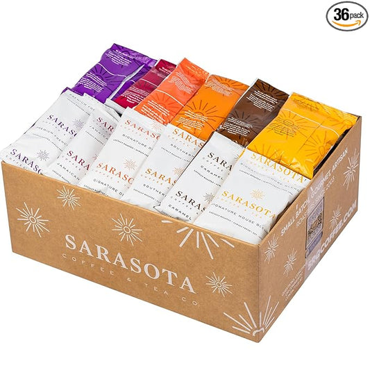Coffee Packets Sampler – Coffee Variety Pack Ground Coffee Gift Set, Medium Dark & Flavored Roast, Low Acid Gourmet Pre-Measured Packs for 12-Cup Brewers, 2oz Individual Bags