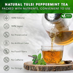 Load image into Gallery viewer, FreshDrinkUS, Premium Tulsi Peppermint Herbal Tea – 135 Tea Bags, 100% Natural, Blend of Tulsi Holy Basil Leaves, and Peppermint Leaves. Made with Natural Material Tea Bags. No Sugar, Vegan.