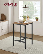 Load image into Gallery viewer, VASAGLE Bar Table, Small Kitchen Dining Table, High Top Pub Table, Height Cocktail Table for Living Room Party, Sturdy Metal Frame, 23.6 x 23.6 x 41.7 Inches for Narrow Spaces, Rustic Brown and Black