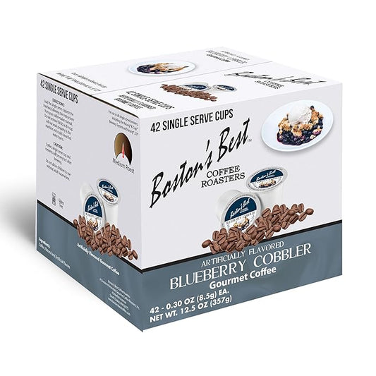 Boston’s Best - Blueberry Cobbler Flavored Coffee Blend, Dessert Gourmet Compatible with Keurig Coffee Maker, 1 Count (42 Single Serve Medium Roast Cups)
