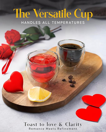 Kitchables Espresso Cups Set of 4, 2.7oz - Durable Double Walled Espresso Shot Glass - Expresso Shots Cup Compatible With Nespresso Machines - demitasse cups - Tasas De Café Expreso