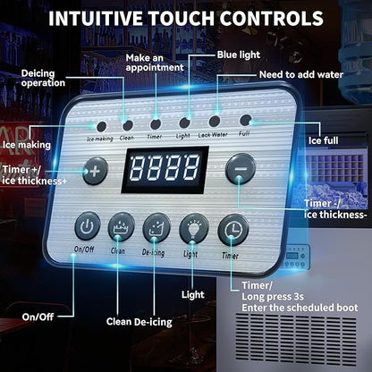 YITAHOME 120lbs Ice Maker Machine Commercial Under Counter Ice Maker, ETL & DOE Certificated Commercial Large Ice Makers Freestanding for Home Cafe Bar Restaurant 40pcs with 33lbs Storage Bin