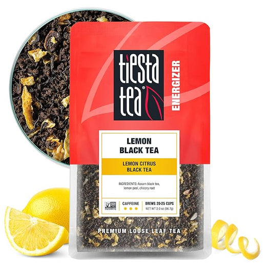 Tiesta Tea - Lemon Black Tea, Loose Leaf, Lemon Citrus Black, Premium Blend, High Caffeinated, Makes Hot or Iced, Brews Up to 25 Cups, 2 Ounce Resealable Pouch