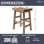 Load image into Gallery viewer, Alaterre Furniture Durango 26-Inch Tall Industrial Wood Counter-Height Stool Bar Stool, Kitchen, Seating, Vintage-Style Saddle Seat, Comfort, Rustic Industrial, Light or Dark Tone Lacquer Finish