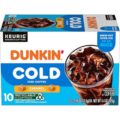 Dunkin' Cold Caramel Flavored Coffee, 10 Keurig K-Cup Pods