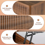 Load image into Gallery viewer, LYNCOHOME Fluted Lift Top Coffee Table with Hidden Compartment, Modern Center Table for Living Room, Home Office（Walnut）