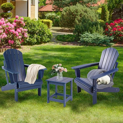 LZRS Adirondack Square Outdoor Side Table for Patio, Pool Composite Patio Table,HDPE End Tables for Backyard,Pool, Indoor Companion, Easy Maintenance & Weather Resistant(Navy Blue)