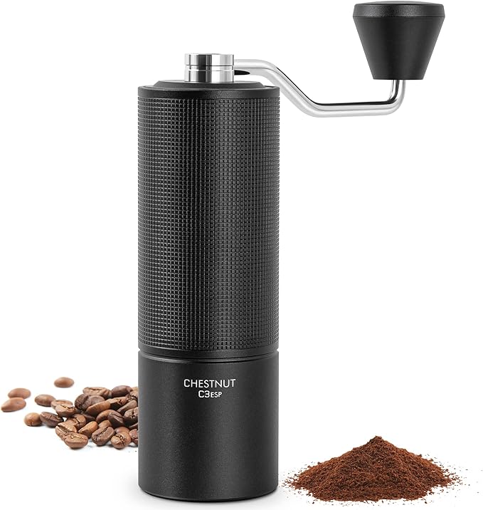 Chestnut C3 ESP Manual Coffee Grinder TIMEMORE, Hand Coffee Grinder with Internal Adjustable Grind Setting, Stainless Steel S2C Conical Burr Coffee Grinder, for Espresso to French Press - Black