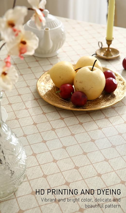 Designer Vintage Linen Floral Long Rectangle Tablecloth,Fall Colorful Modern Table Cloth,Anti-Wrinkle Decor Tablecloths for Dining Thanksgiving Kitchen Christmas,63"*94"-Bertina E