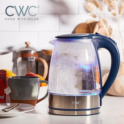 COOK WITH COLOR Electric Kettle - Rapid Boil, Sleek Design, and Safety Features - Great for Quick and Easy, Blue, 1.8 Liters